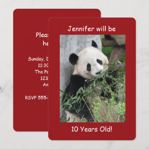Invitation Fête du 10e anniversaire, Nom, Panda géant mignon,