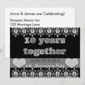 Invitation Fête du 10ème Anniversaire 10 Ans Ensemble Cœurs (Devant / Derrière)