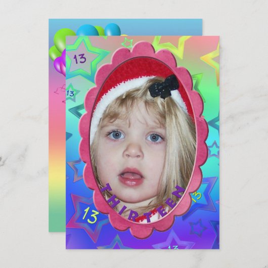 Invitation Fête du 13e anniversaire (Devant / Derrière)