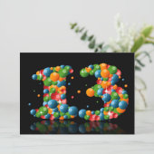 Invitation Fête du 13ème anniversaire, avec bulles et balles (Debout devant)