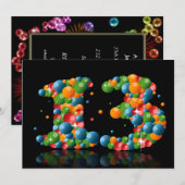 Invitation Fête du 13ème anniversaire, avec bulles et balles (Devant / Derrière)