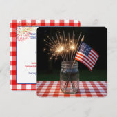 Invitation Fête du 14 juillet avec cierges magiques et drapea (Devant / Derrière)