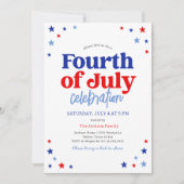 Invitation Fête du 14 juillet rouge, blanc et bleu (Devant)