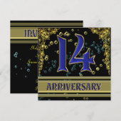 Invitation Fête du 14e anniversaire Black and Gold (Devant / Derrière)