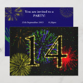 Invitation Fête du 14e anniversaire invitez (Devant / Derrière)