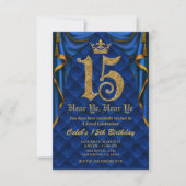 Invitation Fête du 15e anniversaire 15 ans Couronne royale bl (Devant)