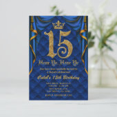 Invitation Fête du 15e anniversaire 15 ans Couronne royale bl (Debout devant)