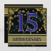 Invitation Fête du 15e anniversaire Black and Gold (Devant / Derrière)