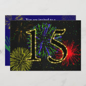 Invitation Fête du 15e anniversaire invitez (Devant / Derrière)