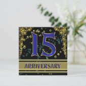 Invitation Fête du 15e anniversaire noir et or (Debout devant)