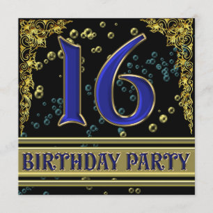 Invitation Fête du 16e anniversaire de Black and Gold
