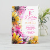 Invitation Fête du 16e anniversaire rose et orange (Debout devant)