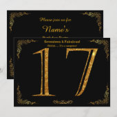 Invitation fête du 17e anniversaire, styl Gatsby, parties sci (Devant / Derrière)