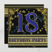 Invitation Fête du 18e anniversaire de Black and Gold (Devant / Derrière)