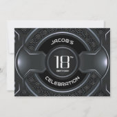 Invitation Fête du 18e anniversaire de l'argent noir moderne (Dos)