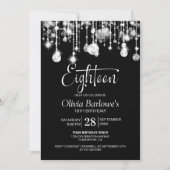Invitation Fête du 18e anniversaire de l'élégant Noir Blanc (Devant)
