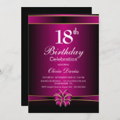 Invitation Fête du 18e anniversaire de Modern Pink (Devant / Derrière)