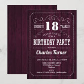 Invitation Fête du 18e anniversaire - Motif de Bois Bourgogne (Devant / Derrière)