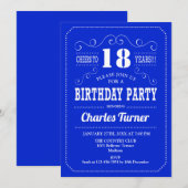 Invitation Fête du 18e anniversaire - Royal Blue White (Devant / Derrière)