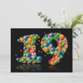 Invitation Fête du 19e anniversaire, avec bulles et balles (Debout devant)