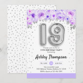 Invitation Fête du 19e anniversaire - Lavande de ballons d'ar (Devant / Derrière)