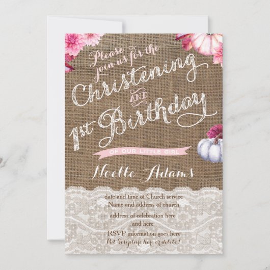 Invitation Fête du 1er anniversaire à l'automne (Devant)