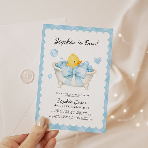Invitation Fête du 1er anniversaire de Blue Bow Duck