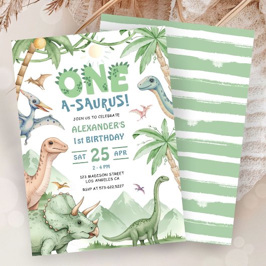 Invitation Fête du 1er anniversaire de Dinosaur One-A-Saurus