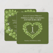 Invitation Fête du 1er anniversaire de mariage 1 an péridot v (Devant / Derrière)