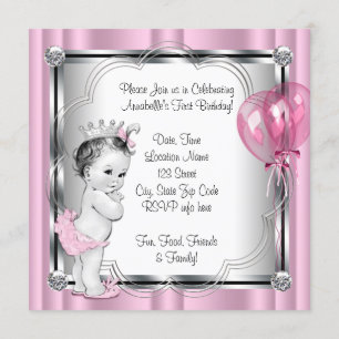 Invitation Fête du 1er anniversaire de princesse