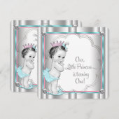 Invitation Fête du 1er anniversaire de princesse (Devant / Derrière)