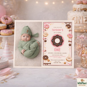 Invitation Fête du 1er anniversaire de Sweet One Donut   Joli