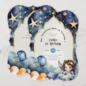 Invitation Fête du 1er ANNIVERSAIRE de Twinkle Little Star, B (Devant / Derrière)