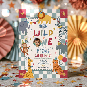 Invitation Fête du 1er anniversaire de Wild One Garçon Animau