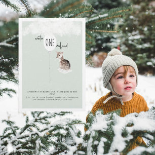 Invitation Fête du 1er anniversaire Hiver Merveilleux Cerf