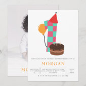 Invitation Fête du 1er anniversaire neutre pour les femmes (Devant / Derrière)