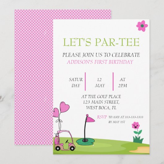 Invitation Fête du 1er anniversaire par personne, anniversair (Devant / Derrière)