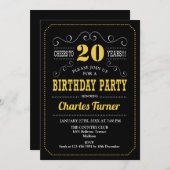 Invitation Fête du 20e anniversaire - Black Gold White (Devant / Derrière)