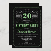 Invitation Fête du 20e anniversaire - Black Green White (Devant / Derrière)