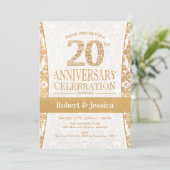 Invitation Fête du 20e Anniversaire - Blanc Or (Debout devant)