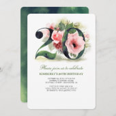 Invitation Fête du 20e anniversaire de Blush Pink (Devant / Derrière)