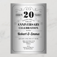 Fête du 20e anniversaire de mariage - Argent Noir