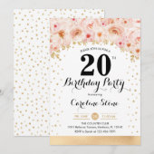 Invitation Fête du 20e anniversaire - Fleurs d'or (Devant / Derrière)