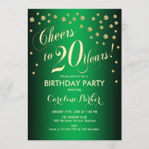 Invitation Fête du 20e anniversaire - Gold Green