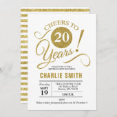 Invitation Fête du 20e anniversaire - Gold White (Devant / Derrière)