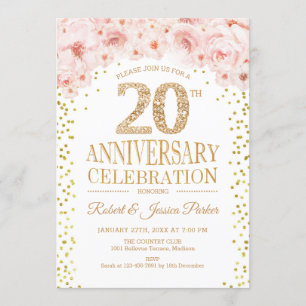 Invitation Fête du 20e Anniversaire - Or Blanc
