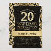 Invitation Fête du 20e Anniversaire - Or Noir (Devant / Derrière)