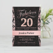 Invitation Fête du 20e anniversaire - Rose Gold Black (Debout devant)