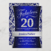 Invitation Fête du 20e anniversaire - Silver Royal Blue (Devant / Derrière)