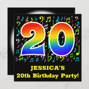 Invitation fête du 20e anniversaire : Symboles de musique amu